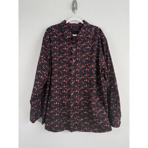 SYNRGY Men’s 100% Cotton Maroon Black Graphic Button-Up Shirt Size 2XL Casual‎